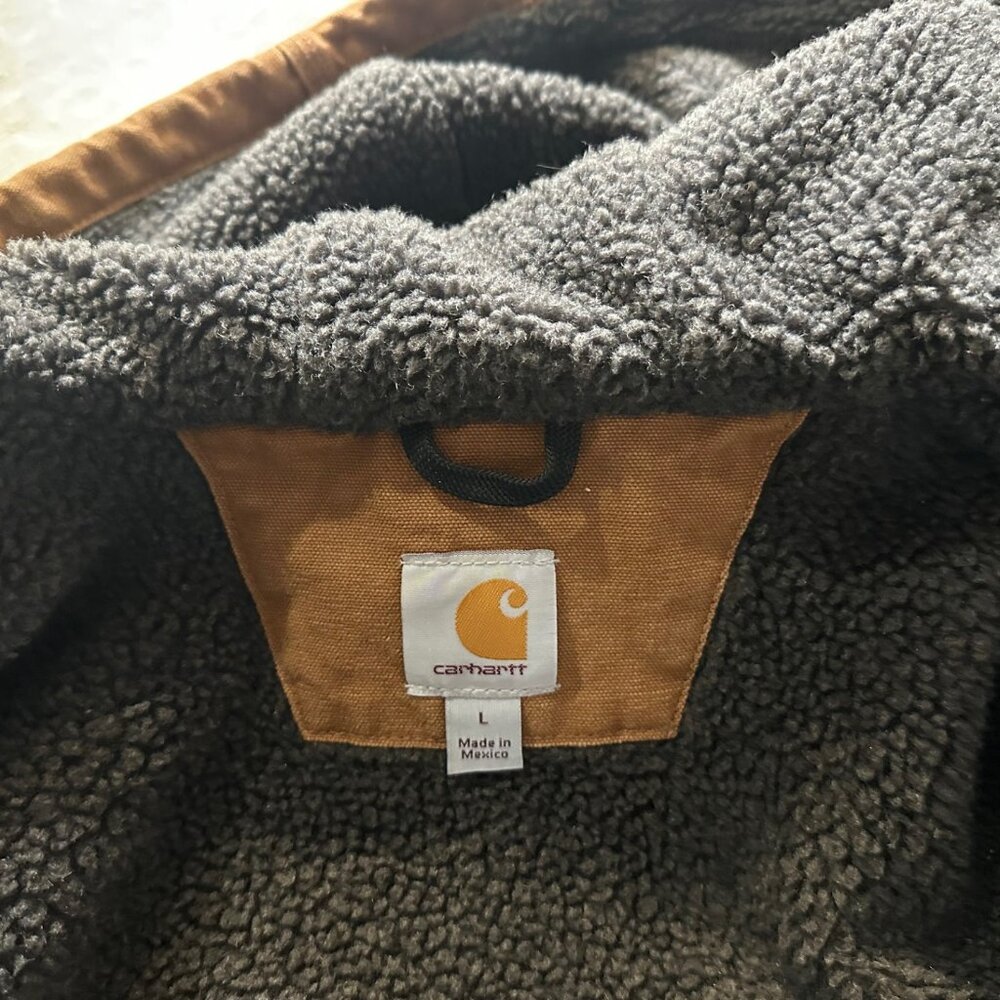 Vintage Carhartt J141 Sandstone Sherpa-Lined Sierra Jacket Size L - Picture 7 of 9